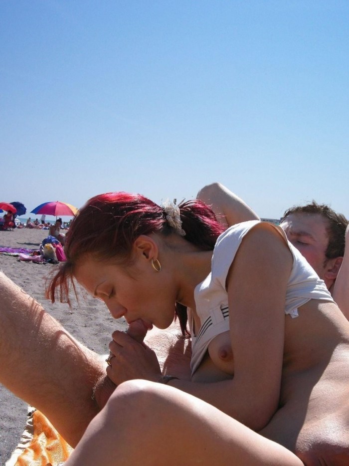 On the beach with a large penis