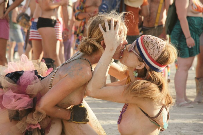 Showed boobs at the rock festival