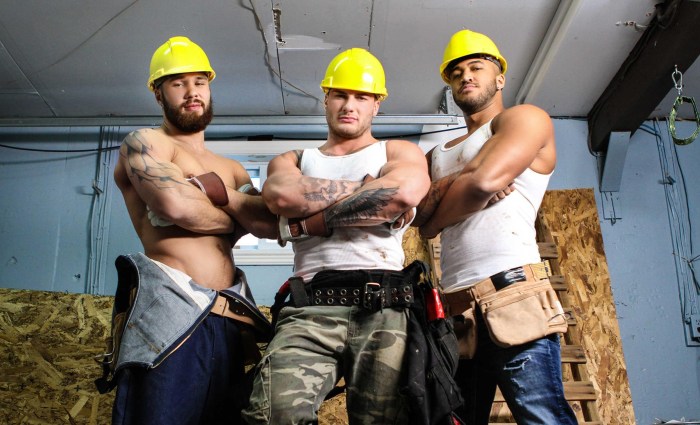 Beautiful men at a construction site