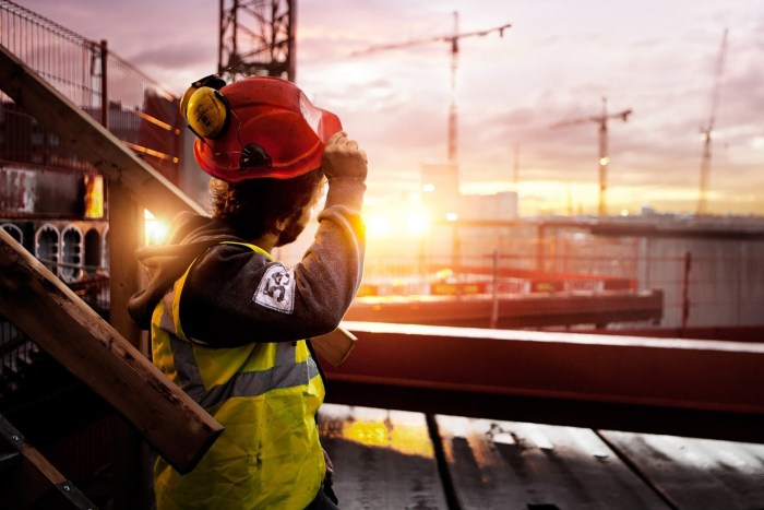 Worker in helmet