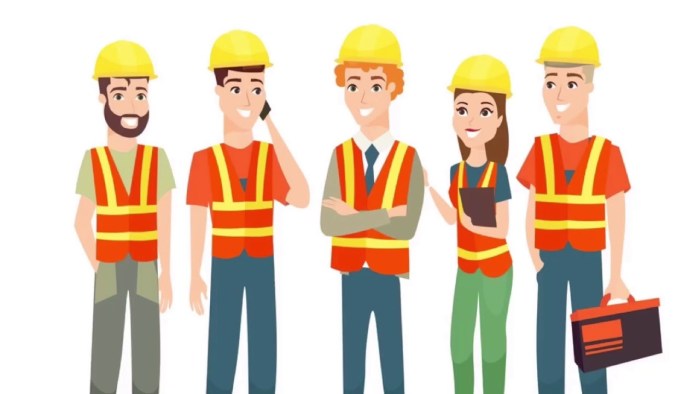 Man and woman builders