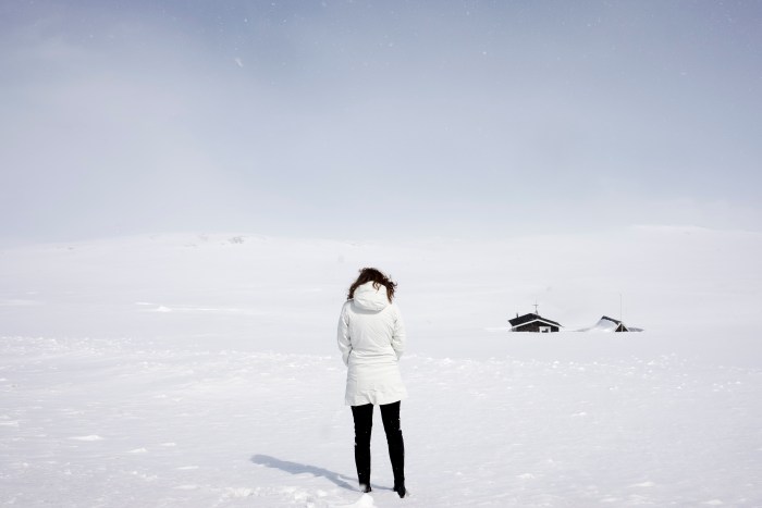 A person on the background of snow