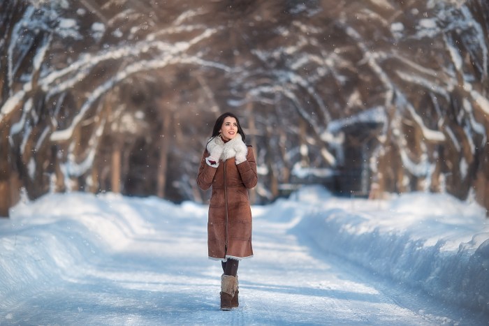 Beautiful girls in winter clothes