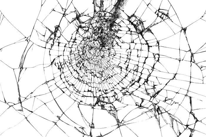 The texture of the crack of glass