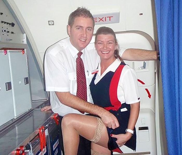 Naked stewardesses in the locker room