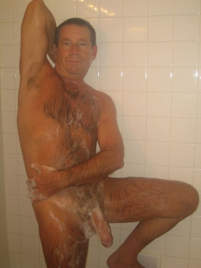 Naked man in the shower solo homemade