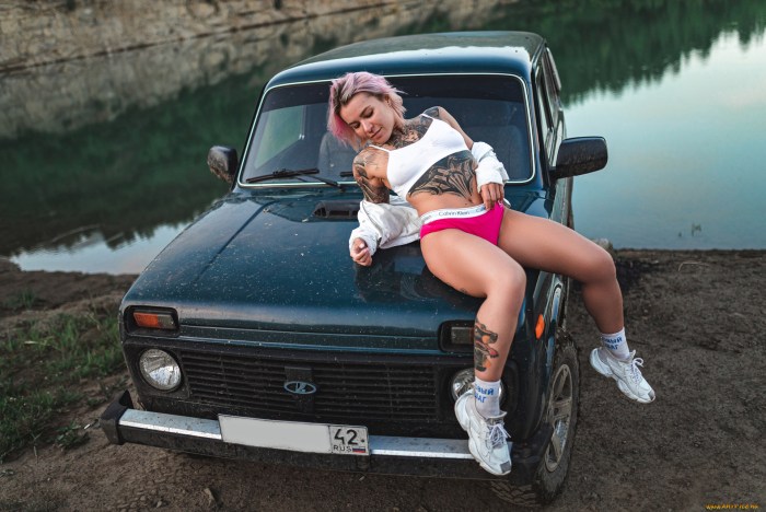 Girls at cars Lada