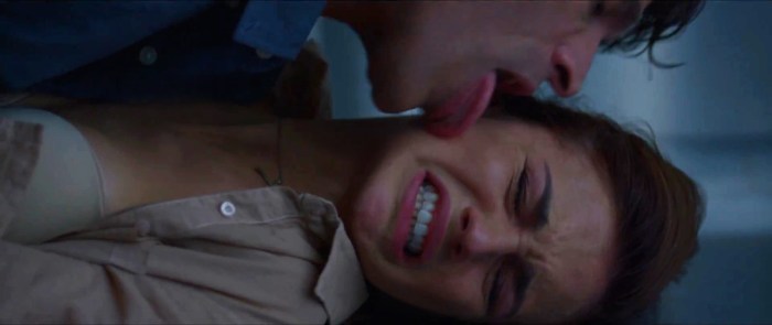 Bianca Devins with a cut throat
