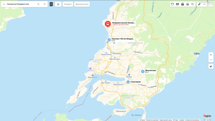 Vladivostok map with streets