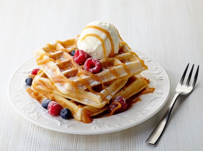 Belgian waffles with ice cream
