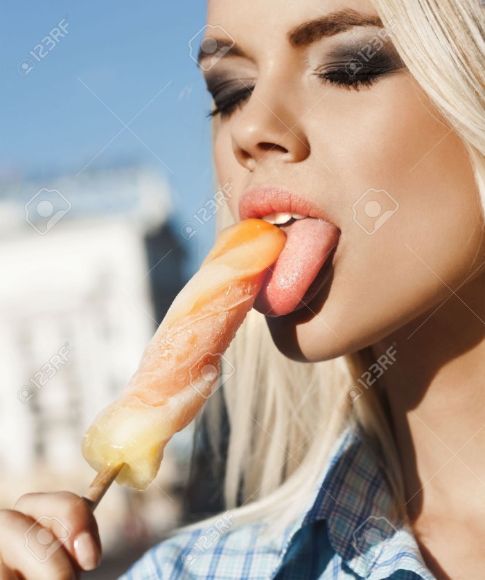 Licking ice cream