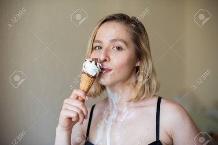 Girl with melted ice cream