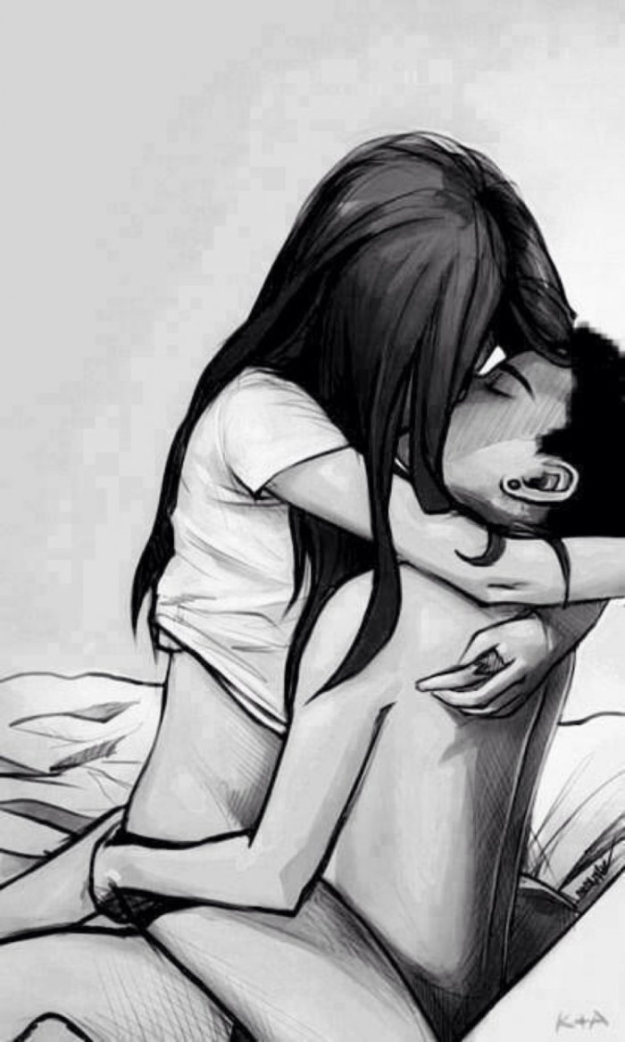 Tender hugs in bed