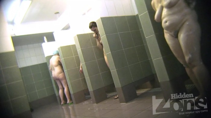 Naked man in a female shower