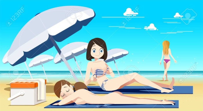 Comics beach nude vector