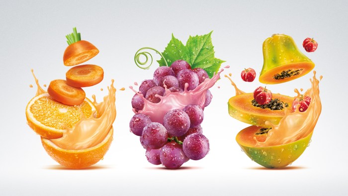 Fruits in glasses