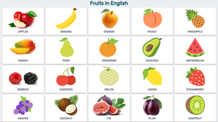 Fruit in English for children
