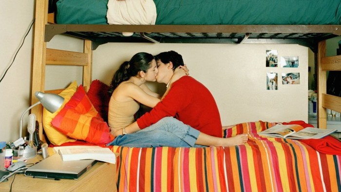 Girl on the bed in the hostel