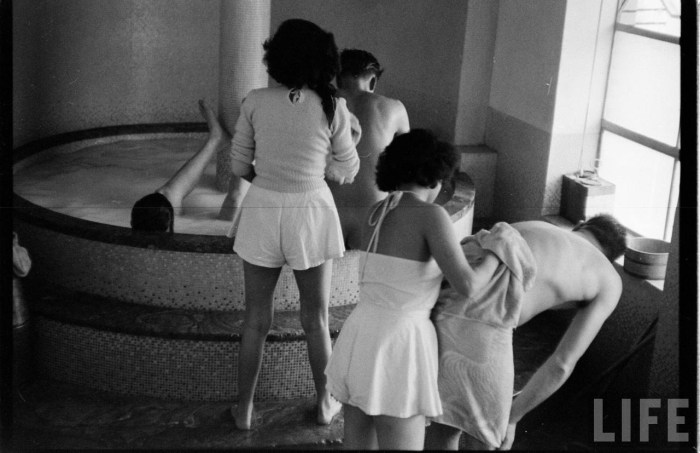 Soviet women in a retro bathhouse