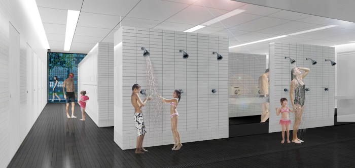 Women's shower in fitness