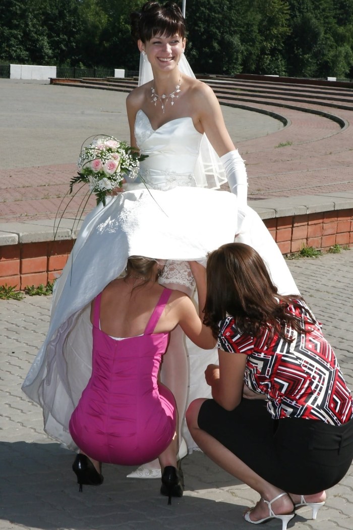 Under a skirt at a wedding