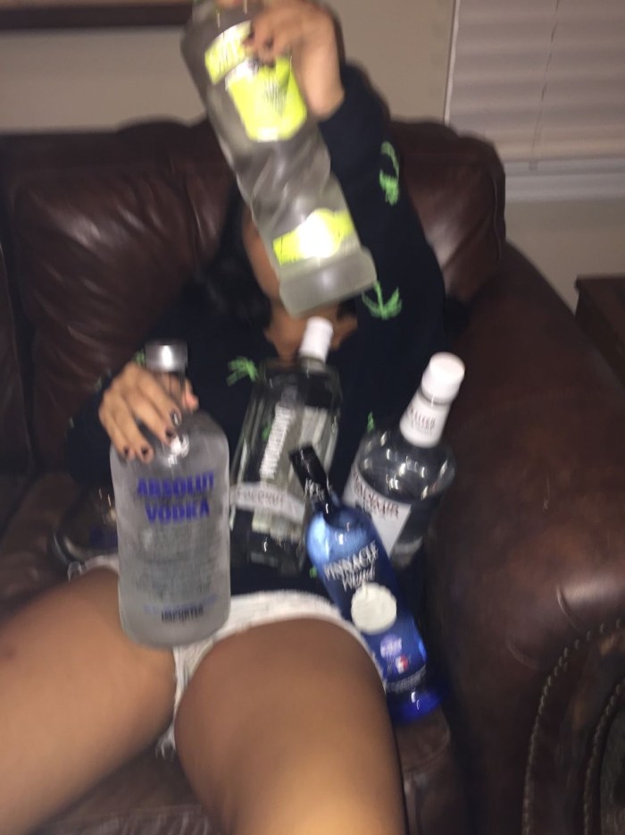 Drunk girl with a bottle