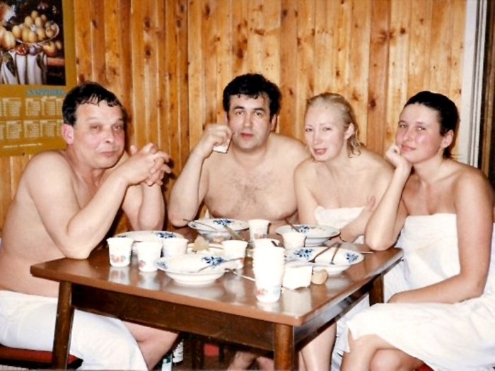 Married couples naked in the sauna