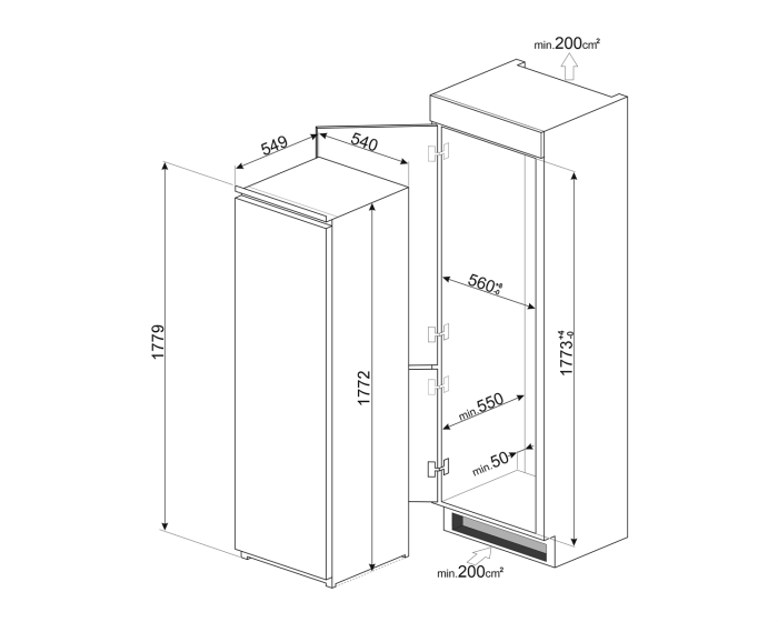 Built -in refrigerator SMEG C7280NLD2P