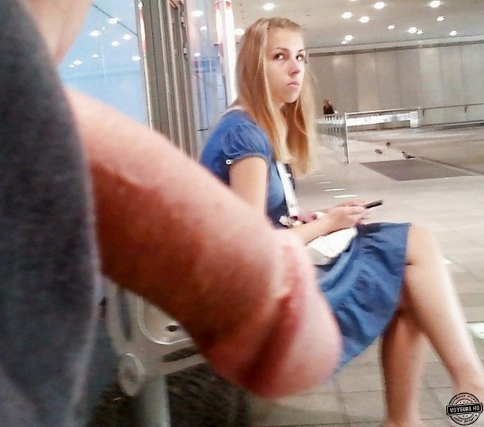 The girl saw an exhibitionist