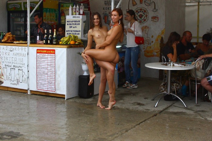 A lot of naked women in the public soul