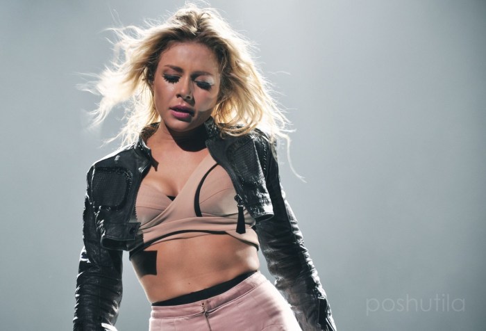 Tina Karol in leather clothes