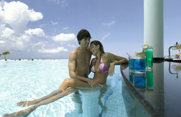 Boy and girl in the pool