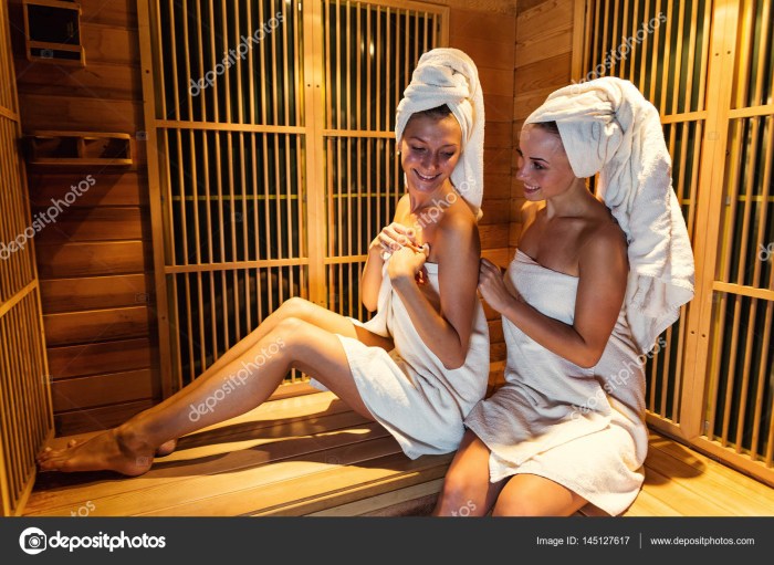 After the bathhouse in a towel