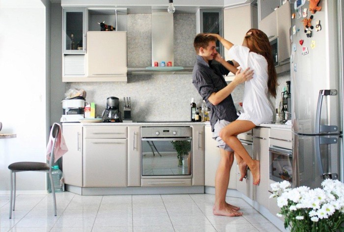 Guy and girl in the kitchen