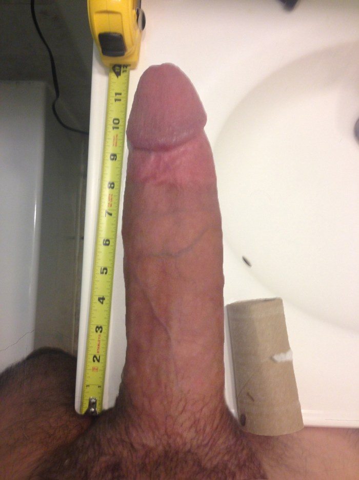Male penis with a ruler