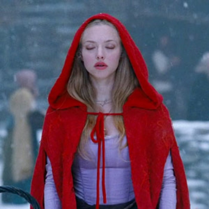 Amanda Seyfrid in a red cloak