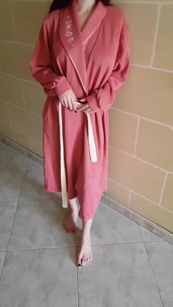 Russian Amateur Mature at Home in Bathrobe Photo