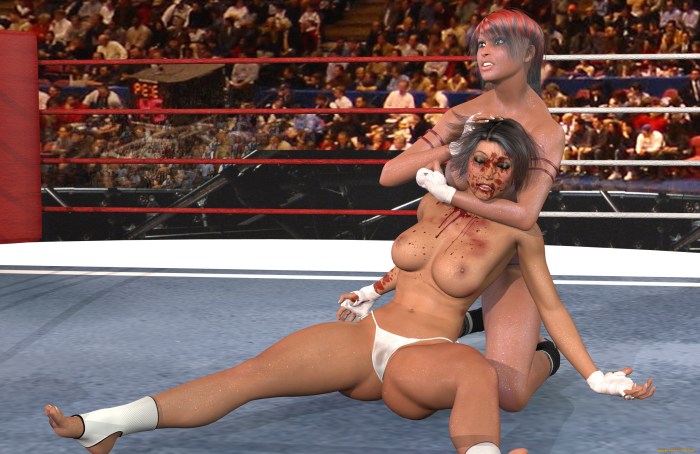 The struggle of naked women in the ring