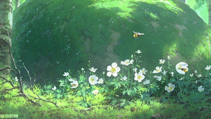 Anime Polyanka with flowers