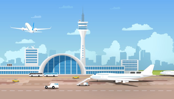 Vector illustrations people on an airplane