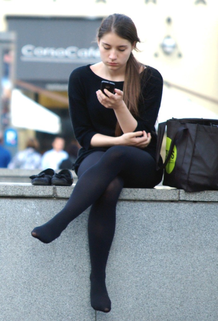 Girls in pantyhose at a party