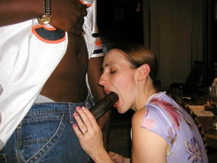 The woman sucked a black member