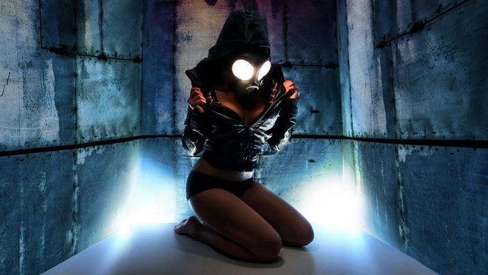 Erotic girl in a mask