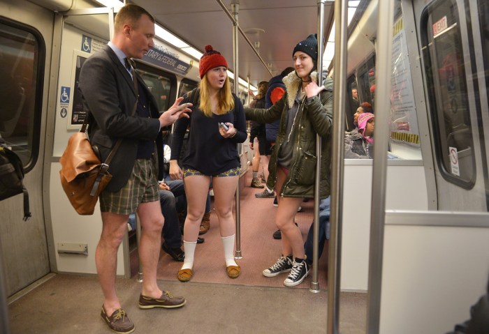 Flash mob in the subway without pants 2018