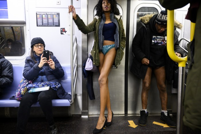 Promotion in the subway without pants New York
