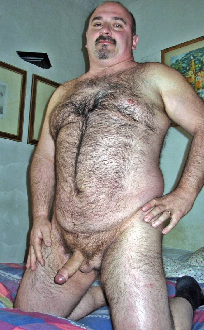Naked fat hairy man