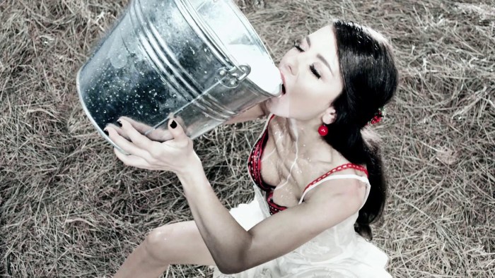 The girl doused with milk