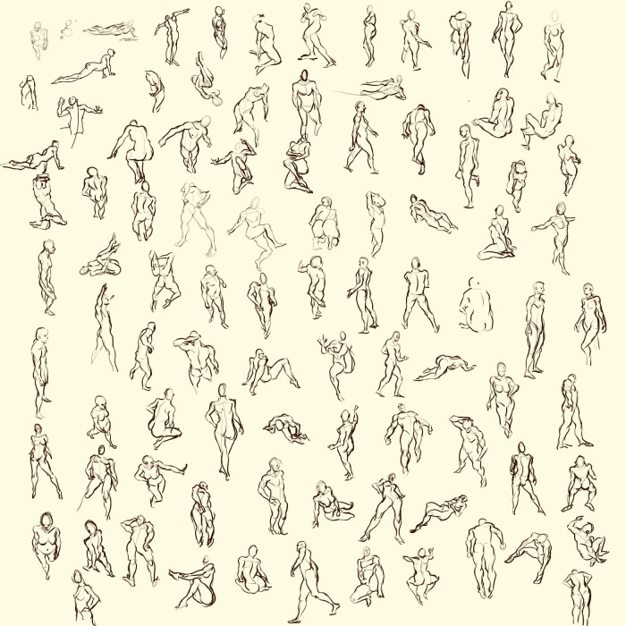 One hundred poses in one picture