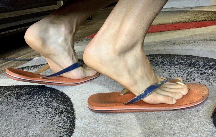 Men's face in Flip-Flops