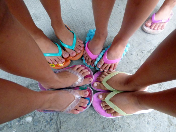 The feet of a teenager girl